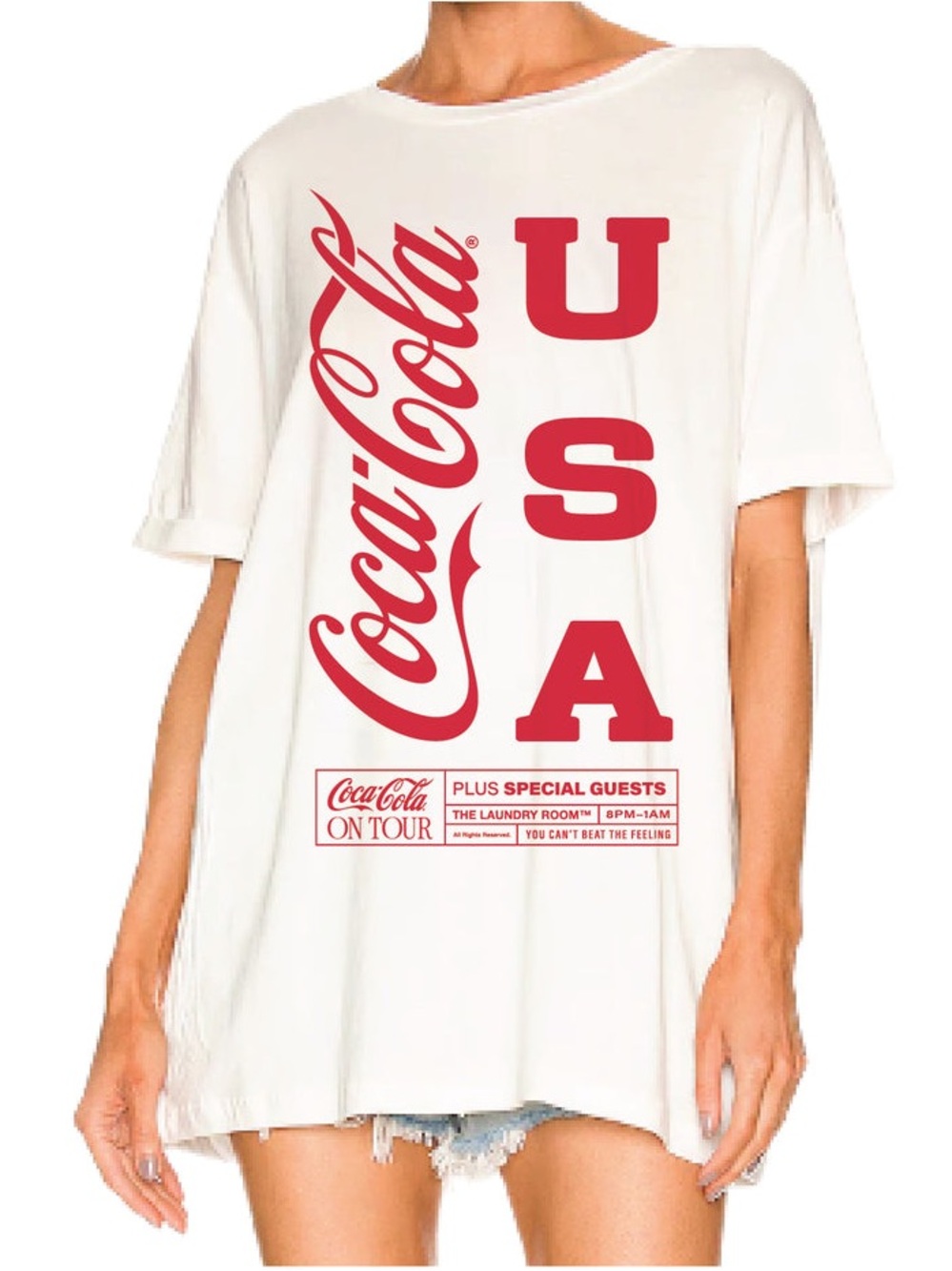 Coca Cola USA Tour - Oversized Tee - White - NEW